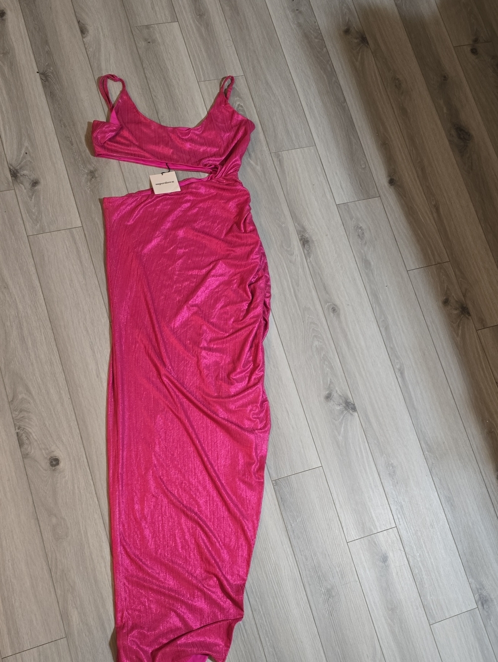 superdown Hot Pink Two-Piece Maxi Dress with Cutout